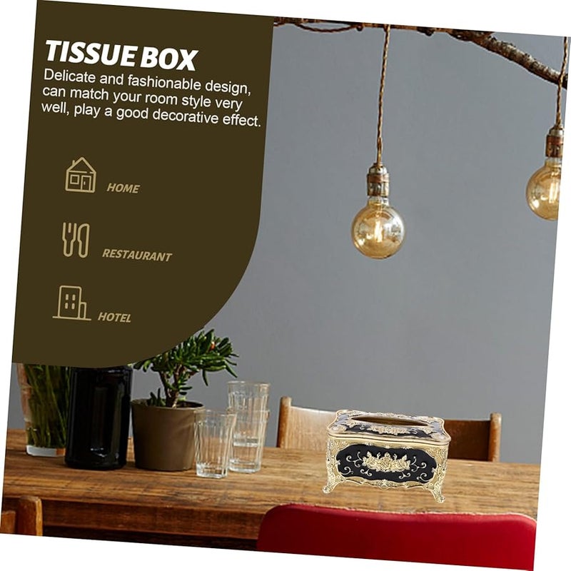 حامل علبة المناديل المزين بالذهب من مادة ABS للمنزل والمكتب والسيارة، للتخزين الإبداعي - Image 5