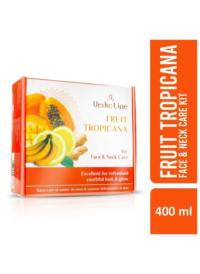 Vedic Line Vedicline Fruit Tropicana Facial Kit For Helps In Skin Exfoliation And Minimize Dark Spots, Free Radicals With Banana, Papaya, Shea Butter For Beautiful Glowing Skin, 400Ml  - Image 1