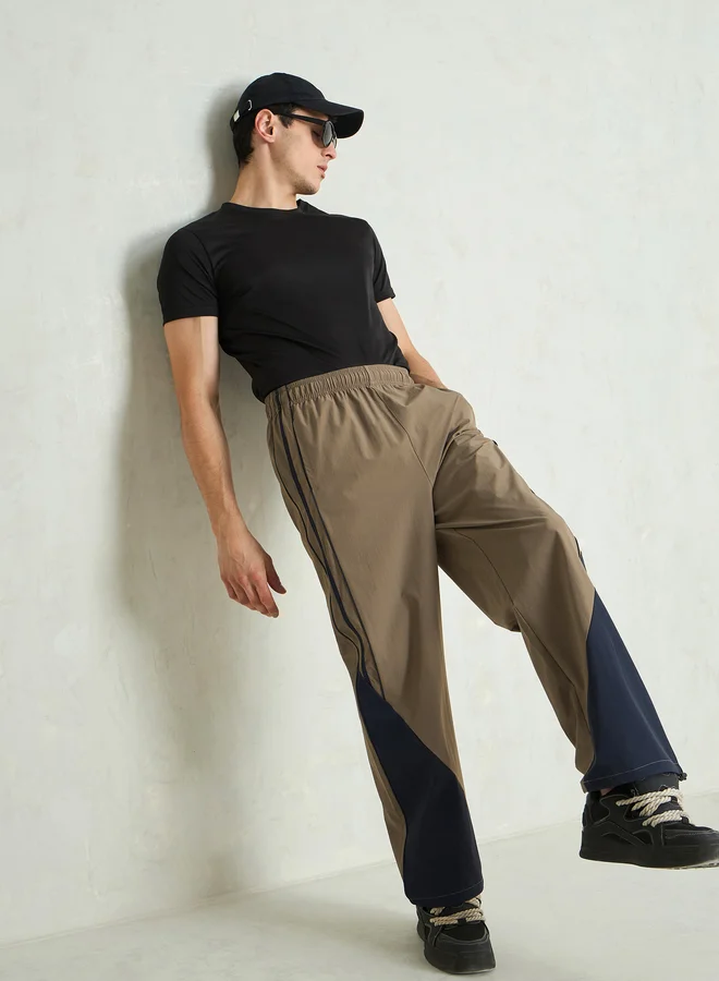 SASSAFRAS Sassafras Color Block Baggy Parachute Pants