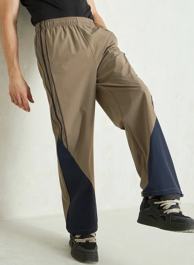 SASSAFRAS Sassafras Color Block Baggy Parachute Pants