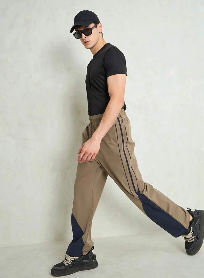 SASSAFRAS Sassafras Color Block Baggy Parachute Pants