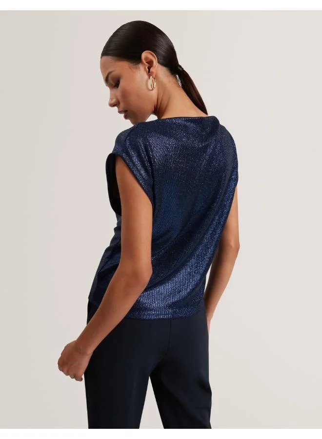 تيد بيكر بلوزة قصيرة بأكمام قصيرة معدنية