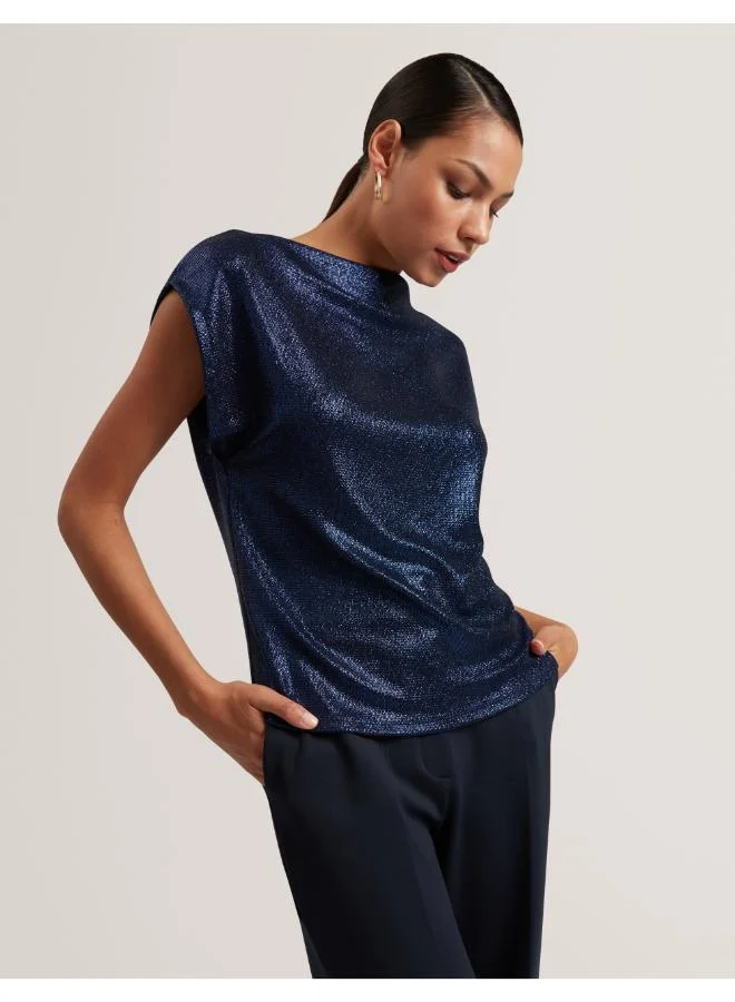 تيد بيكر بلوزة قصيرة بأكمام قصيرة معدنية