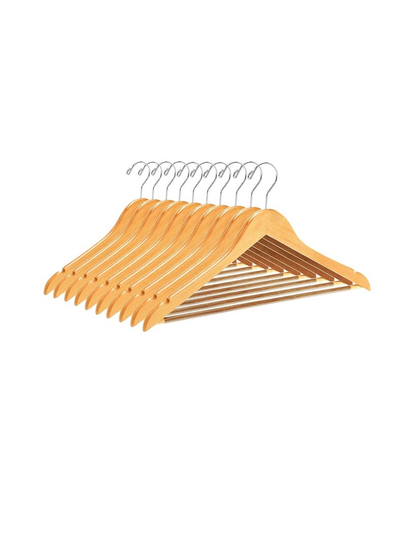 Generic 10-Piece Curved Shape Hanger With Notch And Round Bar Set Beige/Silver 135 x 46mm  - Image 1