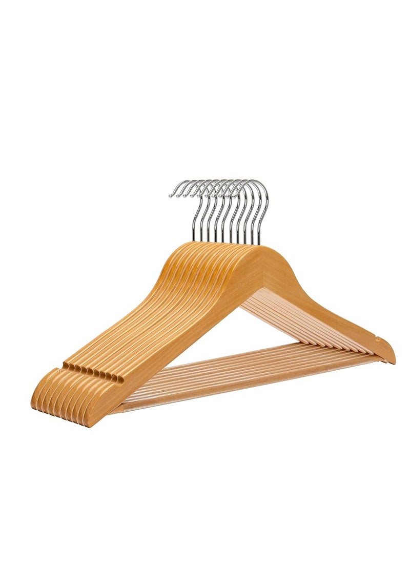 Generic 10-Piece Curved Shape Hanger With Notch And Round Bar Set Beige/Silver 135 x 46mm  - Image 2