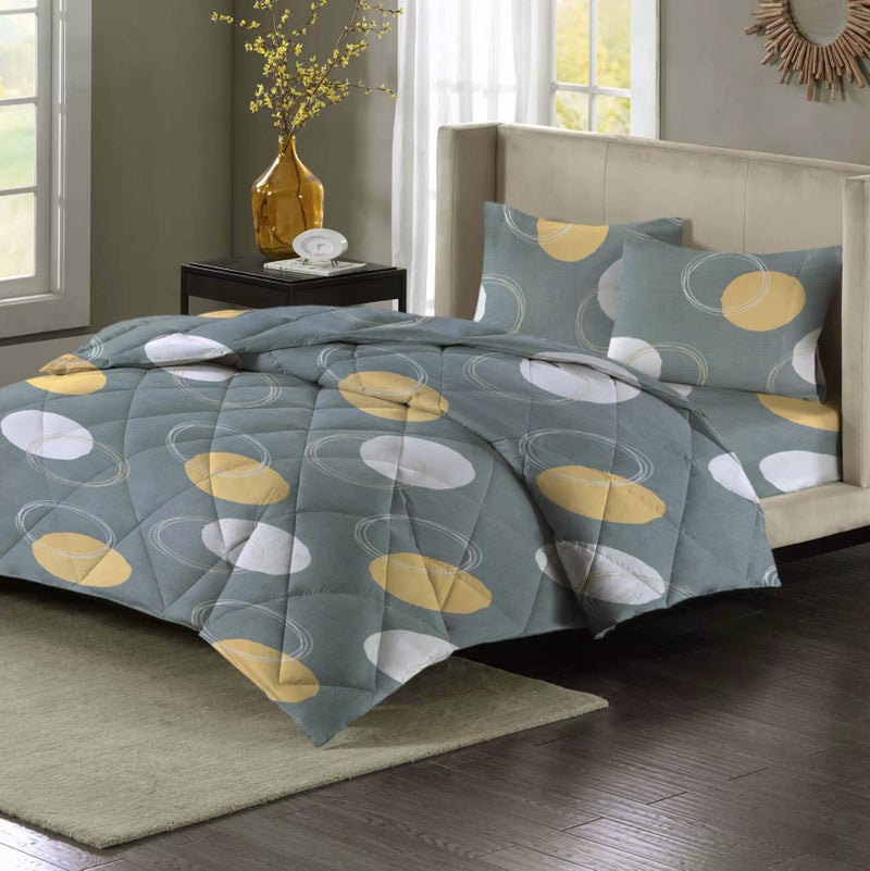 VAS COLLECTIONS® 350TC Glace Cotton AC Comforter Set King Size Double Bed with 1 Flat bedsheet-90x90 inch and Two King Pillow Covers II 4 pc Bedding Set in a Bag- Grey & White - Image 5