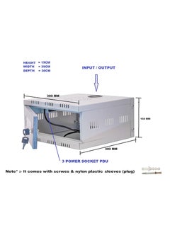 Sanmark Sanmark 1U CCTV DVR RackServerNVRNetwork Protector Rack Transparent Glass Door with 3 Power Socket Plug Metal Cabinet Box 1U Size30cm X 30cm X 15cm  - Image 4