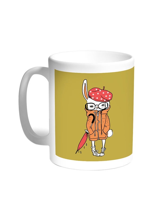 Cartoon Drawing - Rabbit Printed Coffee Mug White 11ounce
