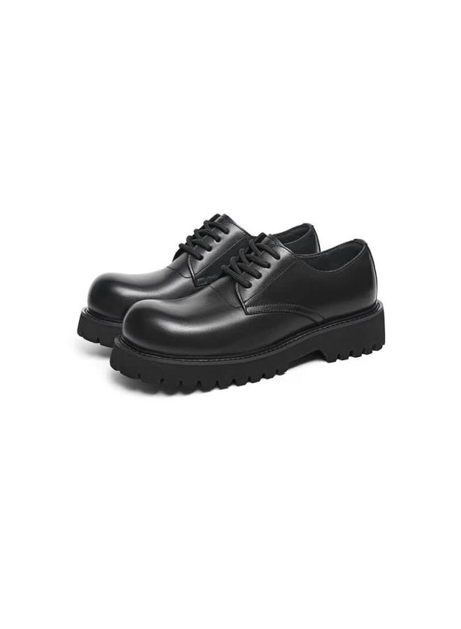 Red Dragonfly Men's Leather Shoes Autumn Big Head Height Increasing Derby Business Formal Shoes Wedding Wta35000 Black 42 - Image 3