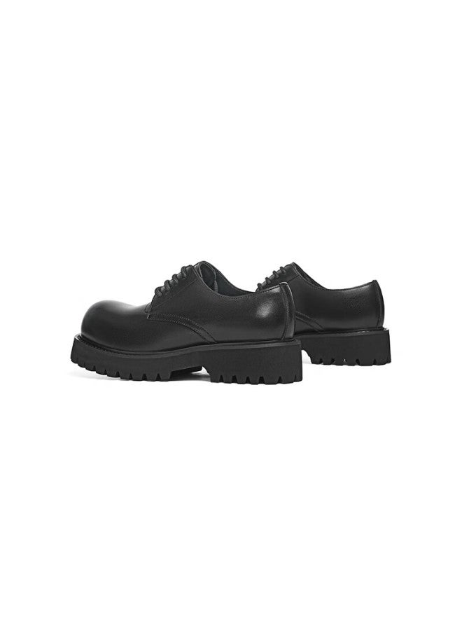 Red Dragonfly Men's Leather Shoes Autumn Big Head Height Increasing Derby Business Formal Shoes Wedding Wta35000 Black 42 - Image 2