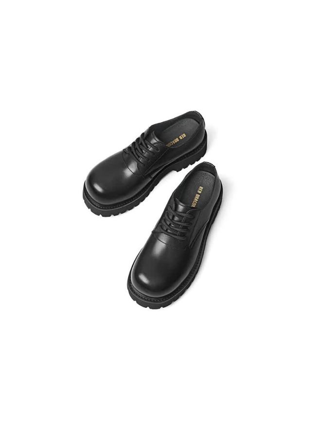 Red Dragonfly Men's Leather Shoes Autumn Big Head Height Increasing Derby Business Formal Shoes Wedding Wta35000 Black 42 - Image 4