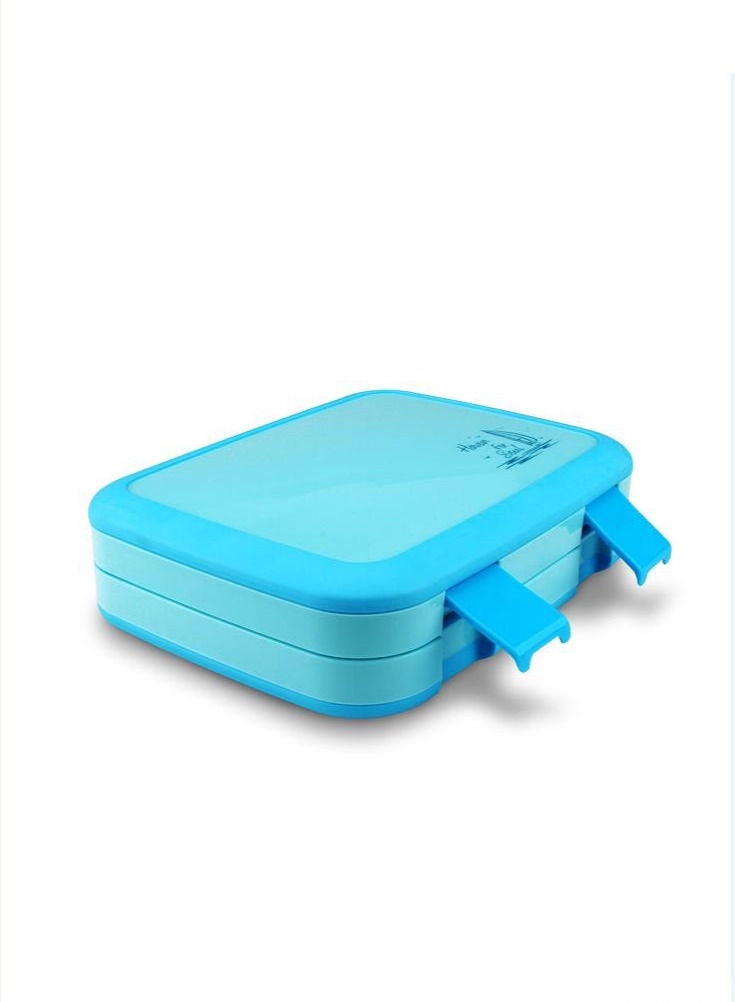 XiuWoo Four-Compartment Fast Food Box Sealed Split Compartment Bento Box Microwave Lunch Box-Blue 800ML  - Image 5