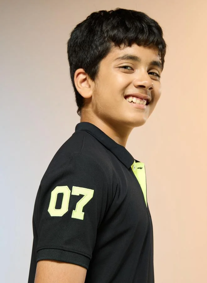 Technosport Boys Solid Slim Fit Sports Polo T-shirt