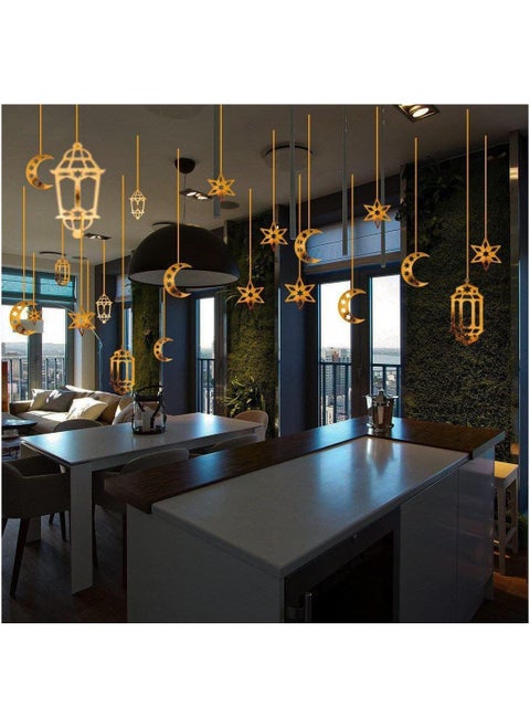 A set of Ramadan decorations for the Ramadan atmosphere, consisting of 16 pieces for hanging correctly for the men’s bedrooms and living rooms with a double face ring.