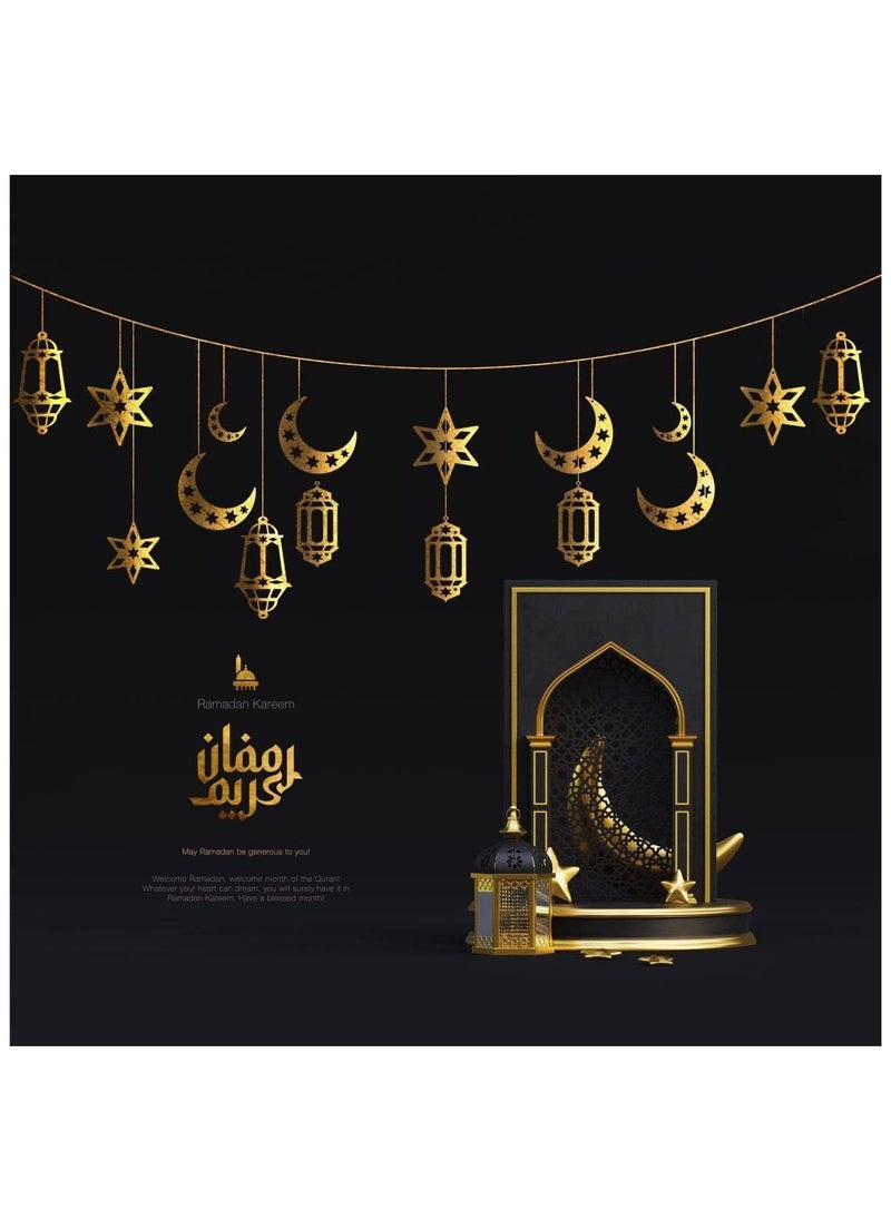 A set of Ramadan decorations for the Ramadan atmosphere, consisting of 16 pieces for hanging correctly for the men’s bedrooms and living rooms with a double face ring.