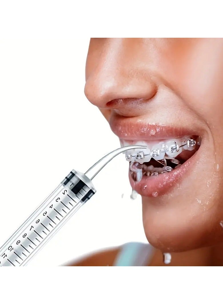 ORiTi حقنة تنظيف الأسنان 1 قطعة مع طرف منحني للاستخدام مرة واحدة لتنظيف الحلق من الحصى، جهاز شطف الفم، خيوط مائية للأسنان - Image 1