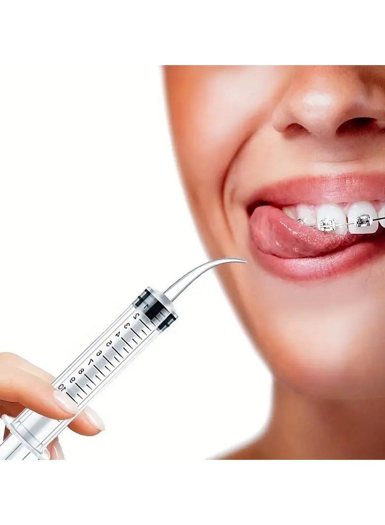 ORiTi حقنة تنظيف الأسنان 1 قطعة مع طرف منحني للاستخدام مرة واحدة لتنظيف الحلق من الحصى، جهاز شطف الفم، خيوط مائية للأسنان - Image 5