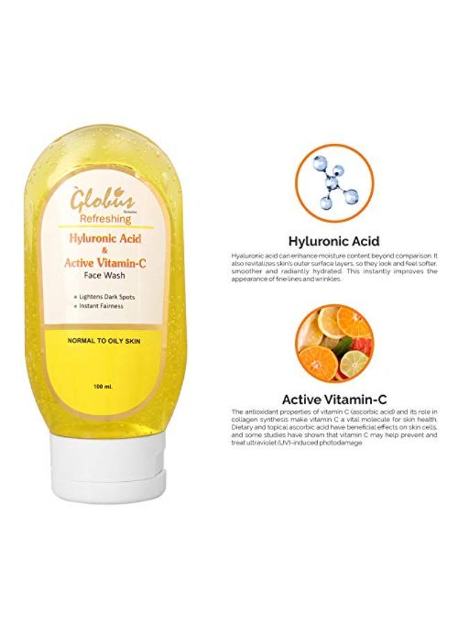 Globus Remedies Globus Refreshing Anti Ageing Face Wash With Hyaluronic Acid And Vitamin C - 100 Ml - Image 4