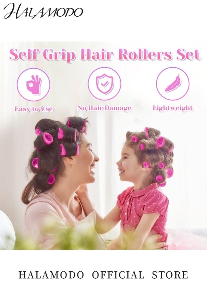 HALAMODO 48PCS Self Grip Hair Roller Set Hair Curlers Rollers Salon Dry Bar Heatless Curling Set Hair Rollers for Long Medium Short Thick Fine Thin Hair Bangs Volume 48mm/36mm/25mm - Image 2