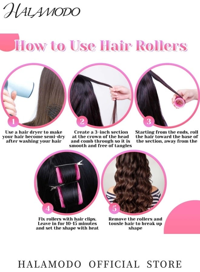 HALAMODO 48PCS Self Grip Hair Roller Set Hair Curlers Rollers Salon Dry Bar Heatless Curling Set Hair Rollers for Long Medium Short Thick Fine Thin Hair Bangs Volume 48mm/36mm/25mm - Image 5