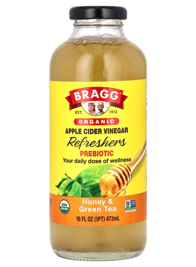 مشروبات خل التفاح العضوي مع العسل البريبايوتي والشاي الأخضر 16 أونصة سائلة (473 مل)