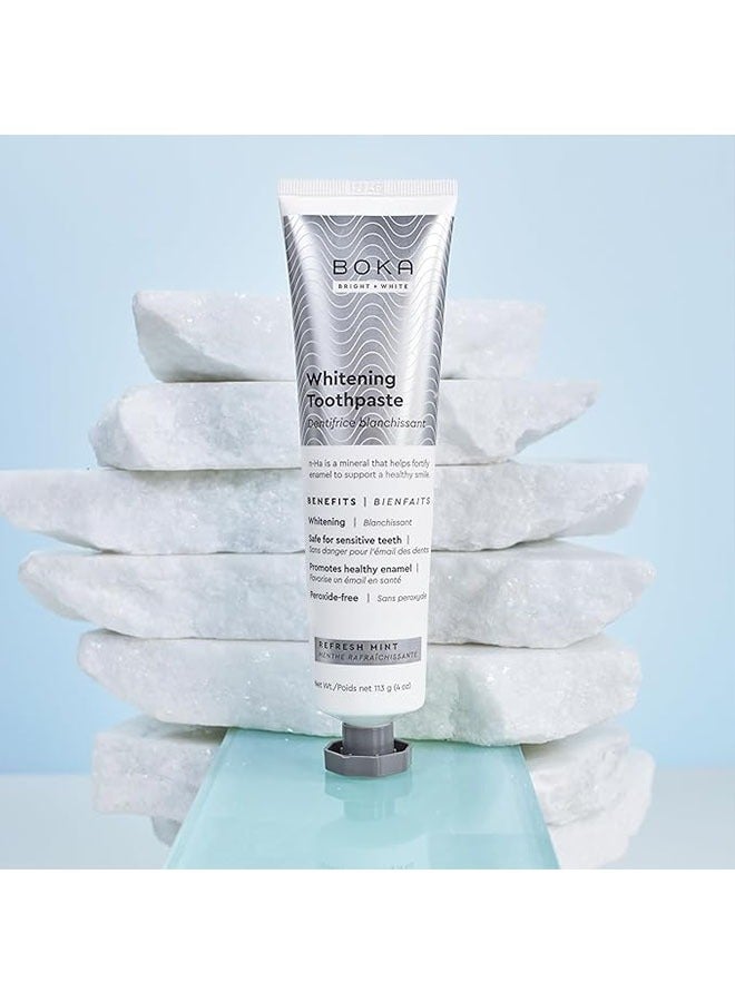 BOKA Whitening Toothpaste 113g, Fluoride Free Dentifrice Blanchissant, Remineralizing Sensitive Teeth, Tooth Whitening for Adult, Kids Oral Care, Refresh Mint Flavor - Image 3