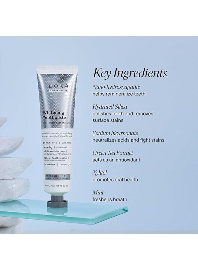 BOKA Whitening Toothpaste 113g, Fluoride Free Dentifrice Blanchissant, Remineralizing Sensitive Teeth, Tooth Whitening for Adult, Kids Oral Care, Refresh Mint Flavor - Image 5