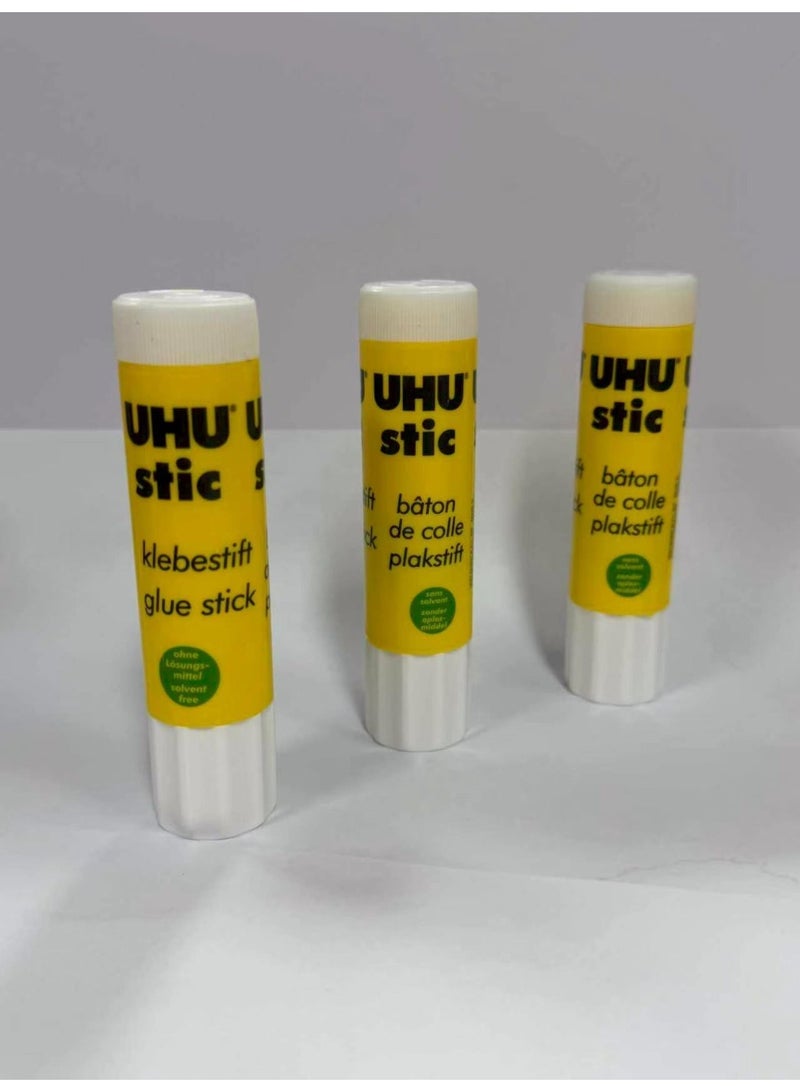 يو إتش يو 3 عبوات من غراء ستيك الشفاف - غير سام، سريع المفعول، لاصق نظيف للمدرسة والمكتب والمشاريع الحرفية - غراء صلب - خالي من المذيبات، الحجم الأمثل للأطفال - يناسب بسهولة المقالم والحقائب. - Image 1
