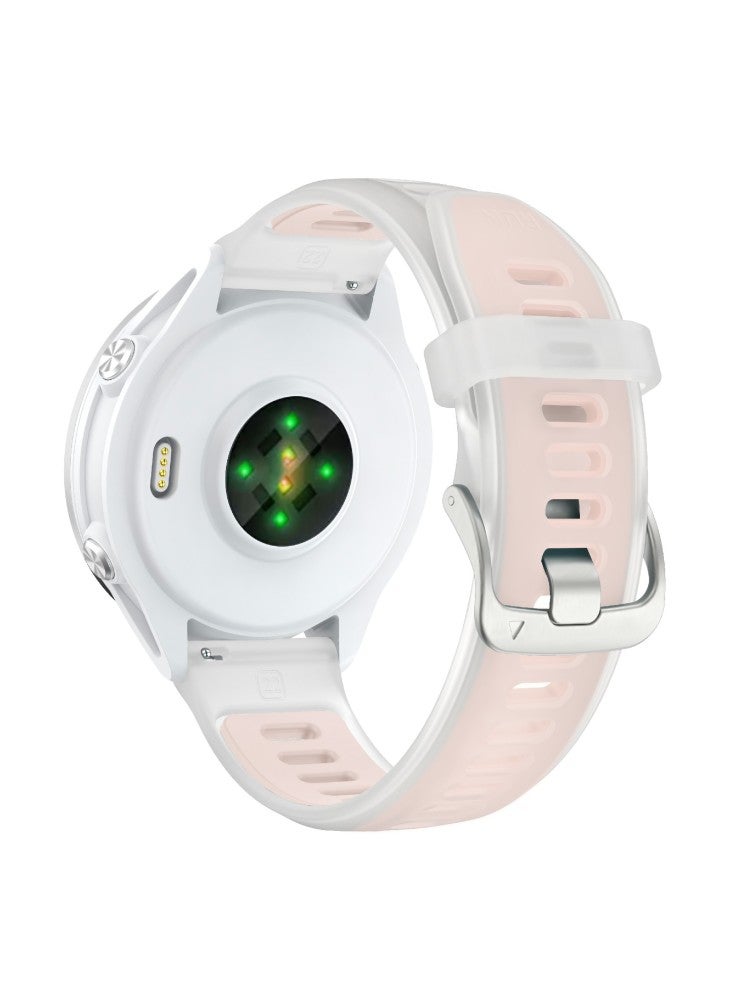 حزام سيليكون 22 مم لساعة Garmin Forerunner 570 مقاس 47 مم/ساعة Huawei Watch GT 5 Pro مقاس 46 مم/GT 5 مقاس 46 مم، حزام معصم شفاف من السيليكون - وردي - Image 1