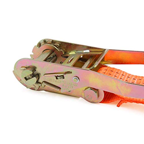 MEZON Lorry Trailer Truck Car Bike Cargo Belt Double J Metal Hook Ratchet Tie Down Strap 4 Meter X 2.5 cm (Orange) - Image 5