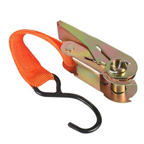 MEZON Lorry Trailer Truck Car Bike Cargo Belt Double J Metal Hook Ratchet Tie Down Strap 4 Meter X 2.5 cm (Orange) - Image 4