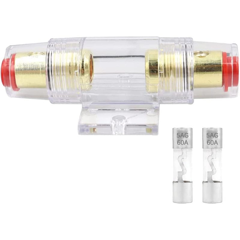 Car Stereo Fuse Holder 48 Gauge AWG inline Waterproof AGU Fuse Holder with 2 Pcs Fuse Automotive Audio Circuit Breaker Power Safety Protection for Car Audio Alarm Amplifier Compressor 100A
