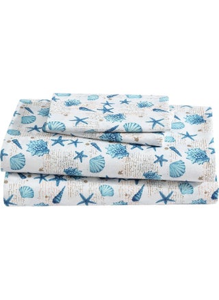 Beatrice Home Fashions Coastal Print Microfiber Sheet Set, Soft, Comfy, 12" Deep Pockets, King, Shell Notes - pzsku/Z230D1E134DCC42648963Z/45/_/1741086376/6183378d-ea44-4191-97d1-eea2618bc813