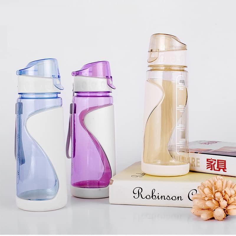 JUGTE JUGTE Plastic Water Bottles for School LeakProof Travel Sport Outdoors Cycling Jogging Drink Bottle Sipper for Adults Kids Home Fitness Yoga Water Bottles 600ML Blue  - Image 3
