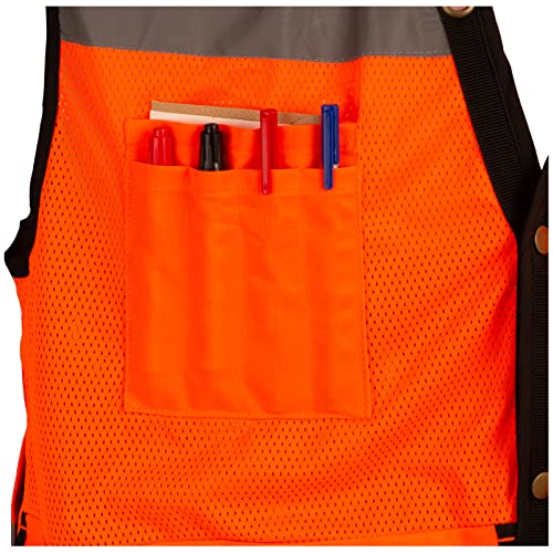 LOHASPRO Safety Vest Reflective High Visibility Class 2 Surveyor Safety Vest for Men with PocketsMesh Construction Work VestOrange4X5X - Image 3