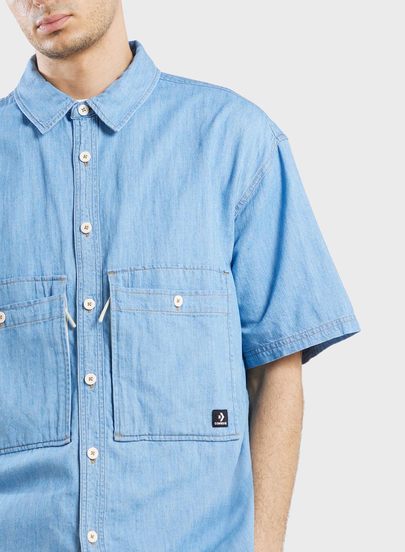 CONVERSE Denim Wordmark Utility Shirt  - Image 3