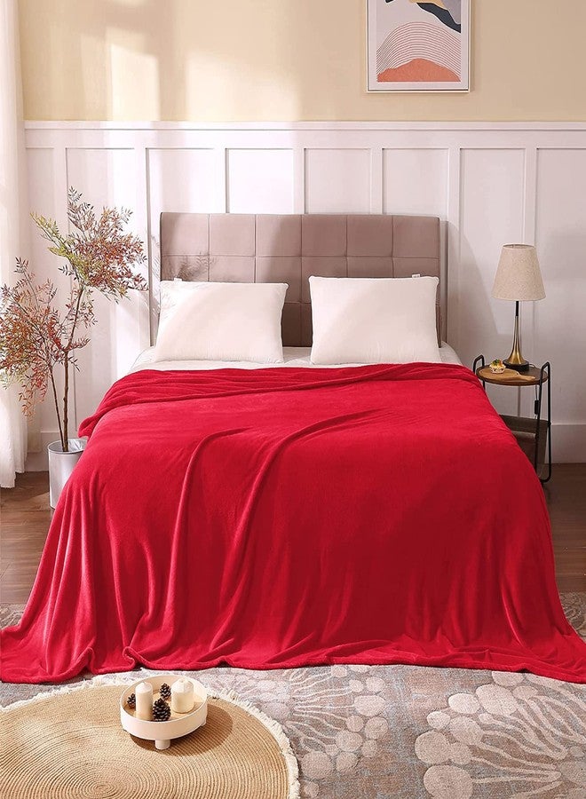 BEDELITE Fleece Blanket Red Full Blankets for Couch & Bed, Luxury Plush Cozy Fuzzy Blanket 84" x 90", Super Soft Warm Lightweight Throw Blanket for Travel Camping - Image 3