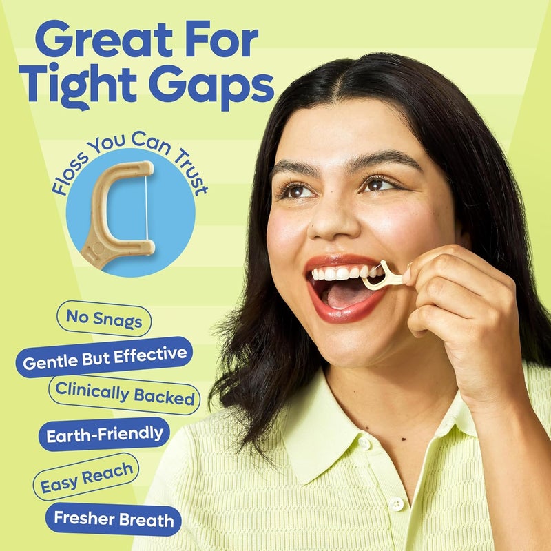 SmartLifeco Eco-Friendly Dental Floss Picks (200ct) - Flossers Made with Straw Wheat Blend, Superior Anti-Shred Thread for Tight Gaps, Tooth Pick Stick for Adults, Soft on Gum & Teeth, Vegan, Mint - Image 4