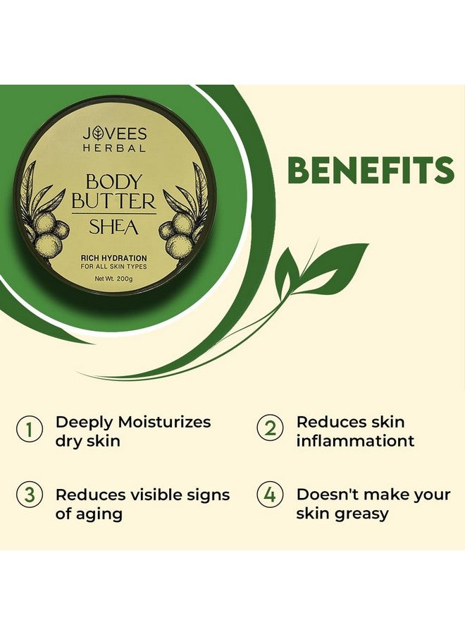 Jovees Herbal Shea Body Butter with Mango Butter, Olive Oil for Dry & Rough Skin | Reduces Stretch Marks 72Hrs Moisturization |Deep Nourishment For All Skin Types 200G - Image 4