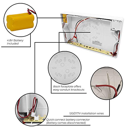 Light Fixture Industries LFI Lights® Standard Exit Sign, UL 924 Listed, Red LED, White, 120/277VAC Hardwired with Battery Backup, Wall, Ceiling or Side Mount, Optional Double Face and Knock Out Arrows LEDRWBB - Image 4