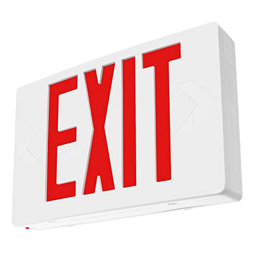Light Fixture Industries LFI Lights® Standard Exit Sign, UL 924 Listed, Red LED, White, 120/277VAC Hardwired with Battery Backup, Wall, Ceiling or Side Mount, Optional Double Face and Knock Out Arrows LEDRWBB - Image 1