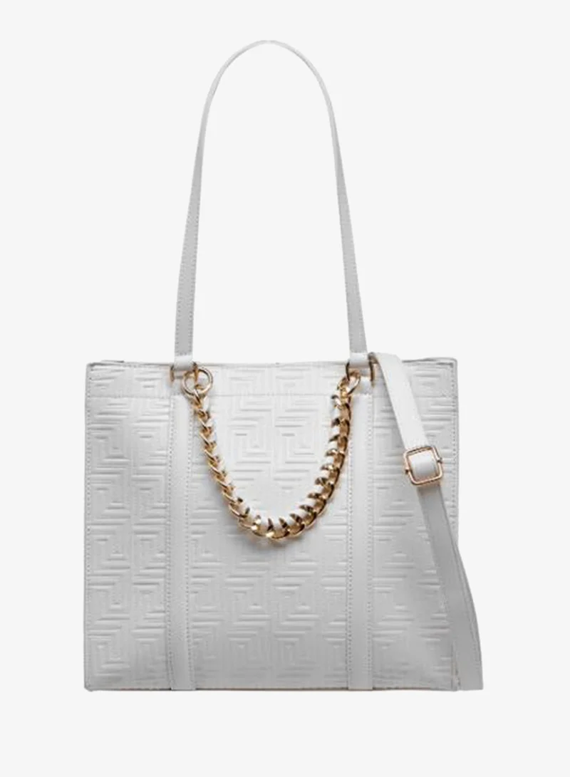 Sasha Sasha-Shi-Shopper bag W/trendy chain detail on the strap-Off White-Q3-SS26