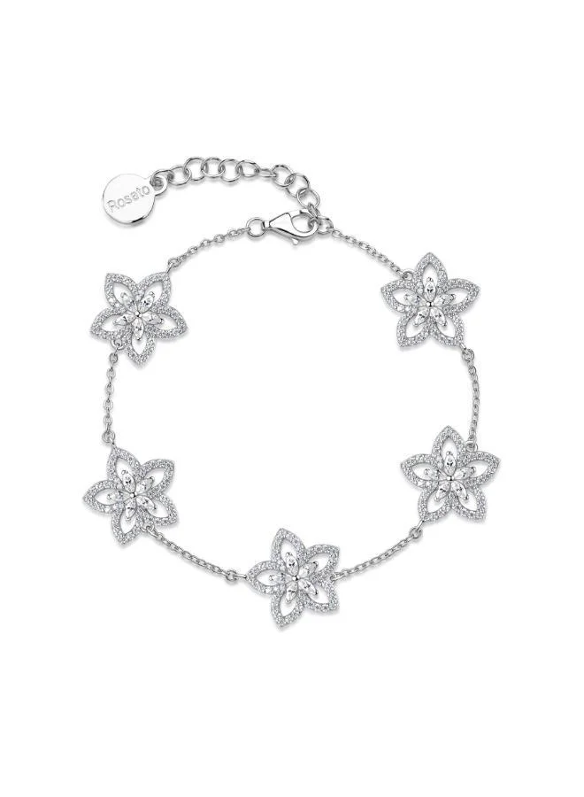 Rosato Gaia Sterling Soft Bracelet with Flower Pendants