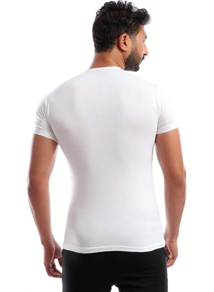 COTTONIL Men's Half Sleeve Cotton Stretch Wide V Neck Undershirt - Image 3