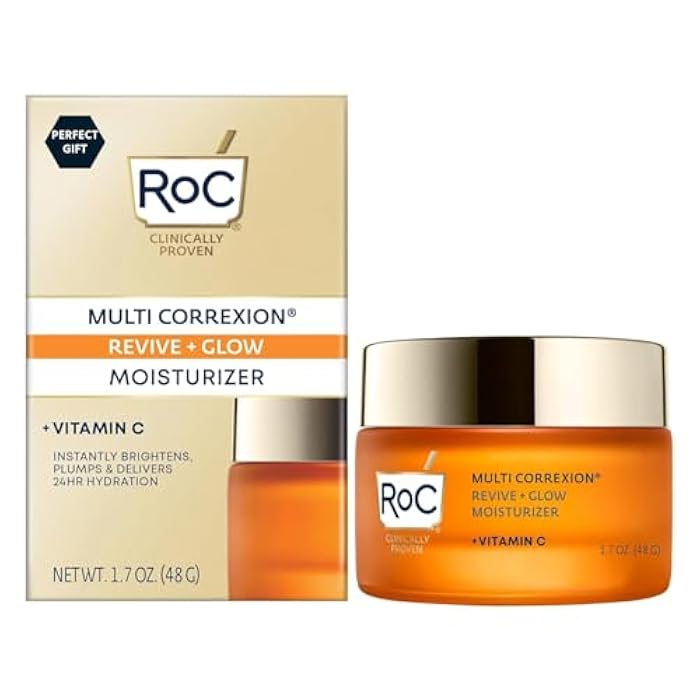 RoC Multi Correxion Revive + Glow 10% Vitamin C Moisturizer for Face, Anti-Aging Gel Cream, Instant Glow, Hypo-Allegenic, Oil-Free, 1.7 Ounces (Packaging May Vary - Image 1