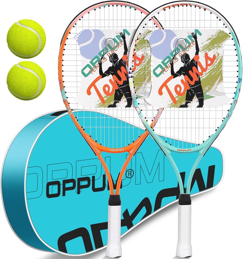 OPPUM 2-Pack Kids Tennis Racket Set with Shoulder Bag and 2 Balls - Image 1