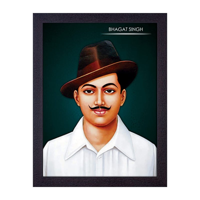 Masstone Bhagat Singh Freedom Fighter UV Sugar Matt Textured Effect Framed HD Digital Reprint Wall Art Painting for Decor HomeOfficeBedroomLiving Room Wall Multicolor 35X28 CM Pack of 1