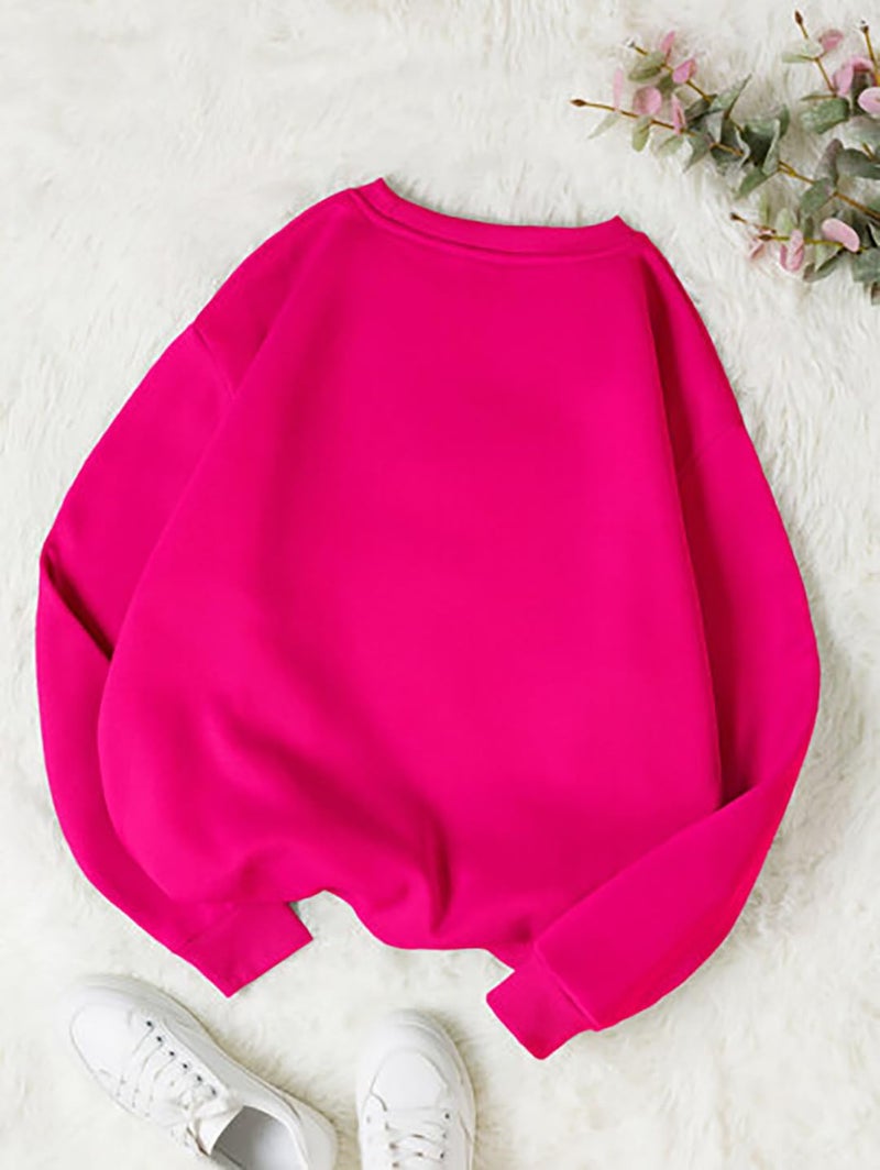 KOTTY Women Full Sleeve Round Neck Solid Sweatshirt Rani Pink - Image 2