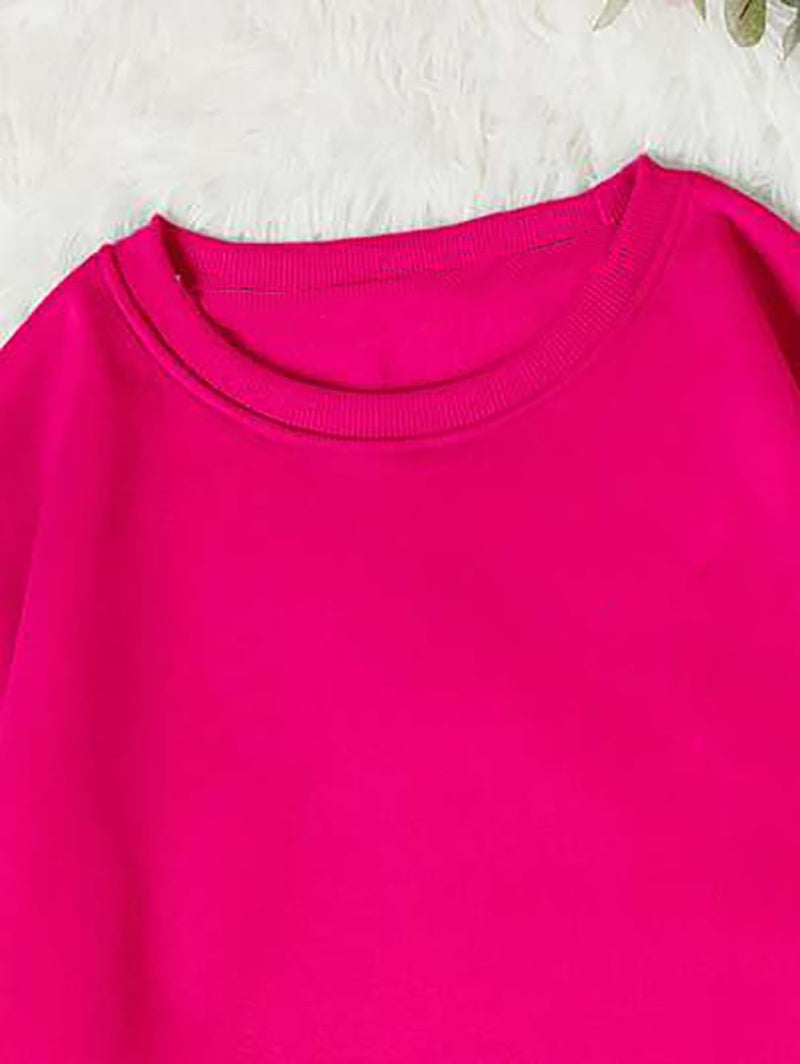 KOTTY Women Full Sleeve Round Neck Solid Sweatshirt Rani Pink - Image 3