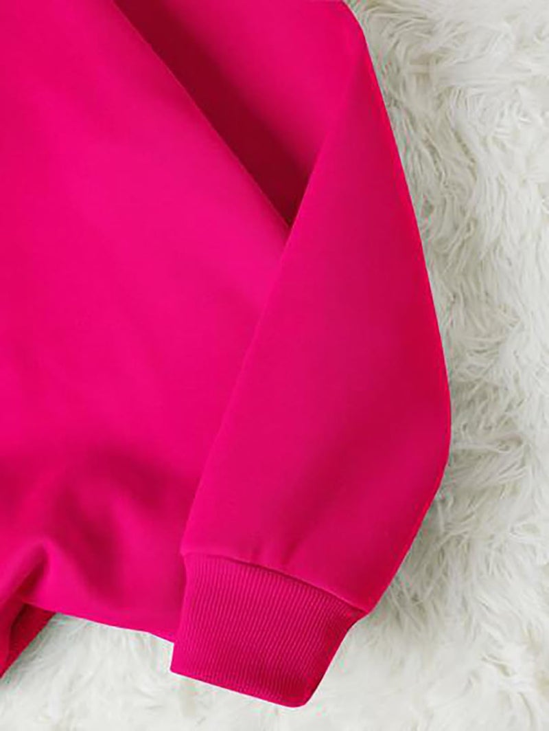 KOTTY Women Full Sleeve Round Neck Solid Sweatshirt Rani Pink - Image 5